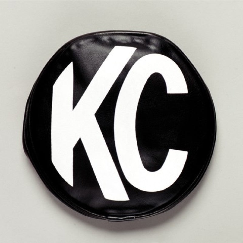 KC HiLiTES 6in. Round Soft Cover (Pair) - Black w/Yellow KC Logo